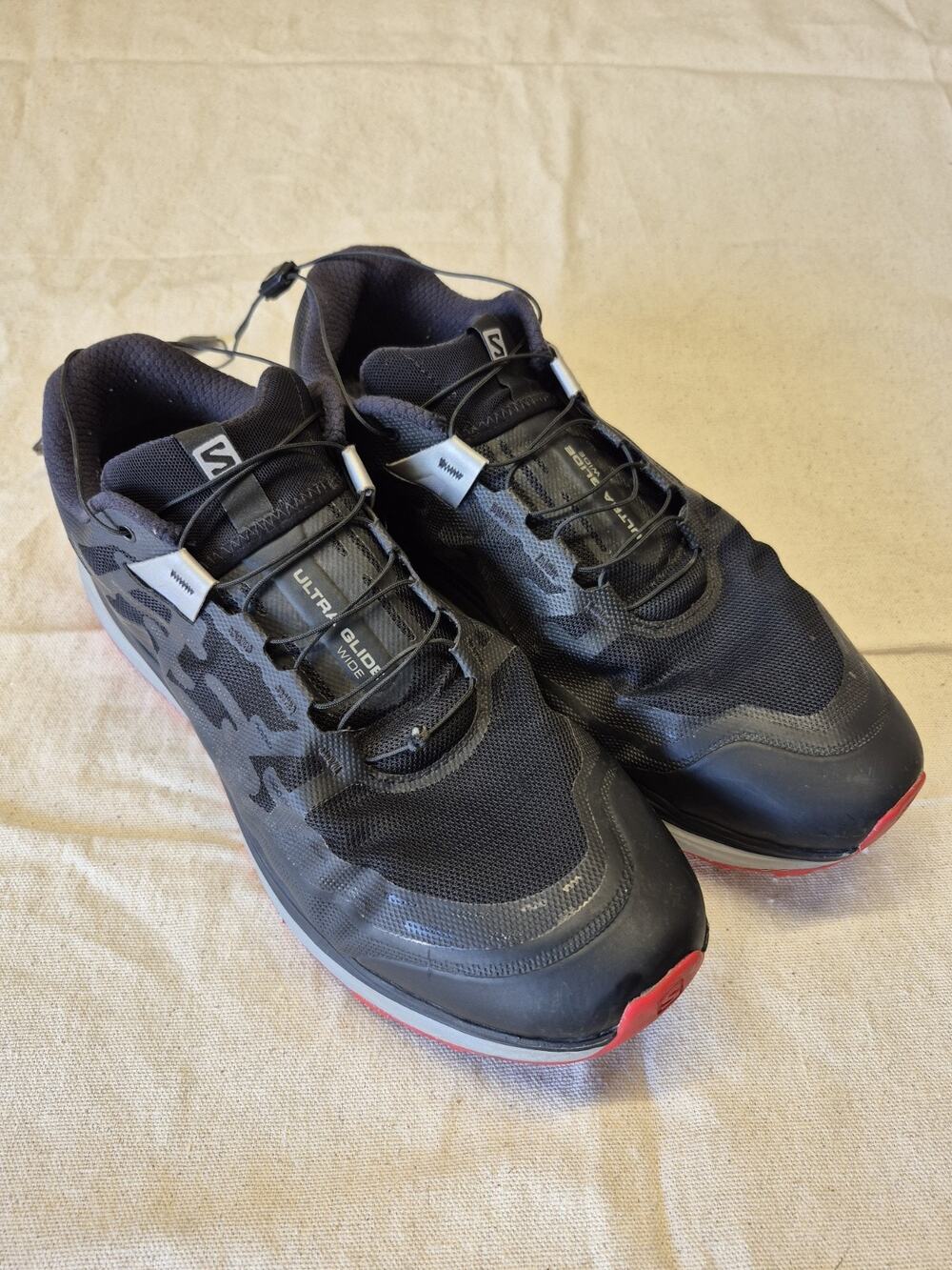 Salomon Ultra Glide Wide Men’s Size 14 Black Red Trail Running Shoes 416087